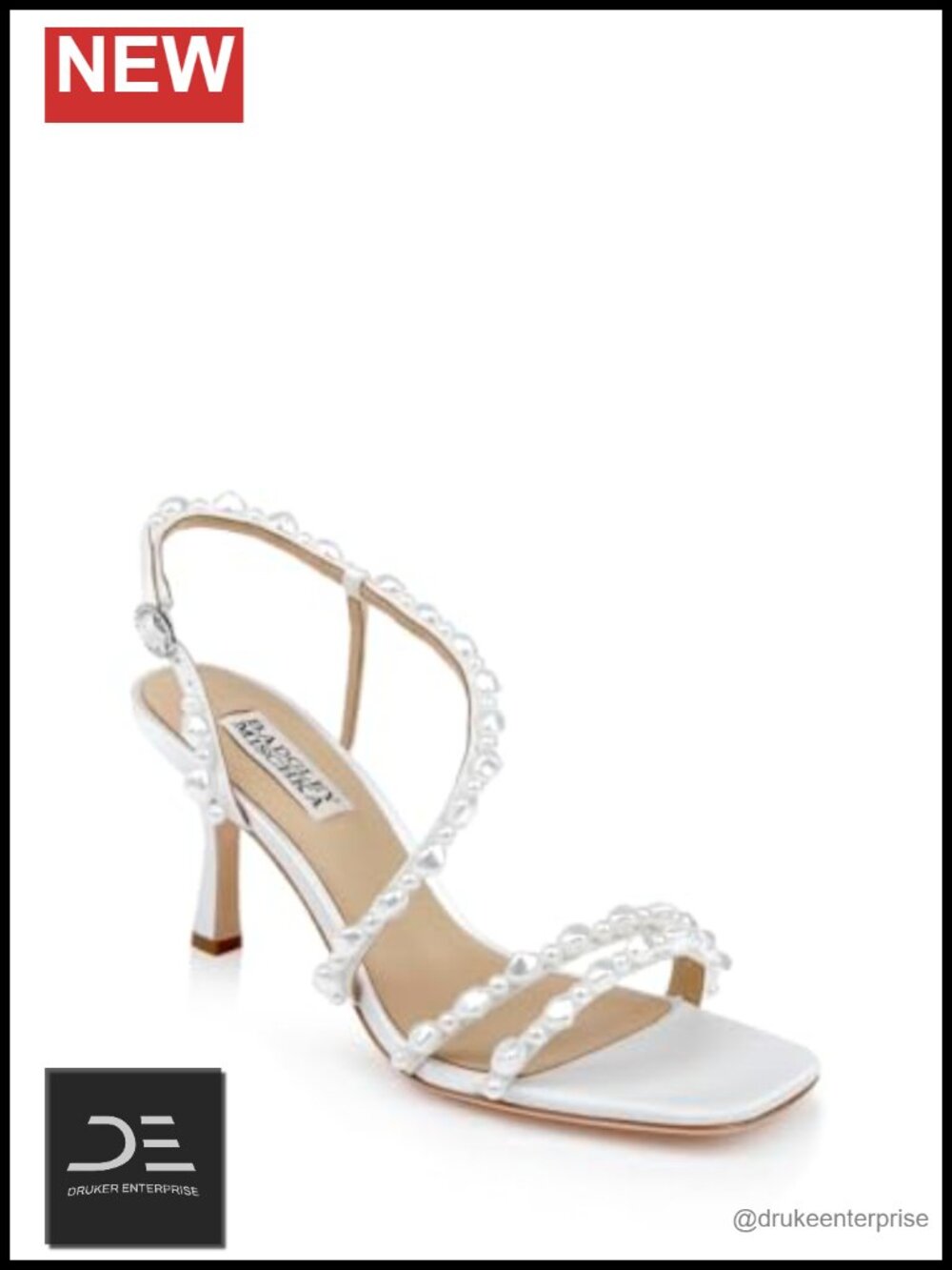 Strappy Gladiator Heeled Sandals with Faux Pearls - Formal Evening